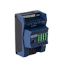 RECOM industrial power supply unit with blue casing, green LED indicators, and modular connector terminals