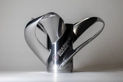Sharrow brand chrome kitchen utensil with curved handles and metallic finish