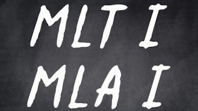 Handwritten text reading MLTI and MLAI on a dark chalkboard surface