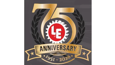 75th Anniversary logo featuring LE gear emblem with laurel wreaths, gold numerals, and 1951-2026 dates on dark background