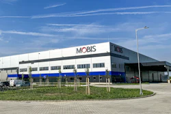 MOBIS industrial facility with white and blue facade and modern architecture