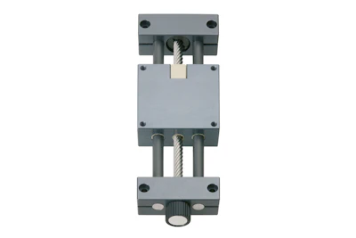 Vertical metal clamp assembly with gray plates, mounting bolts, and twisted cable connector