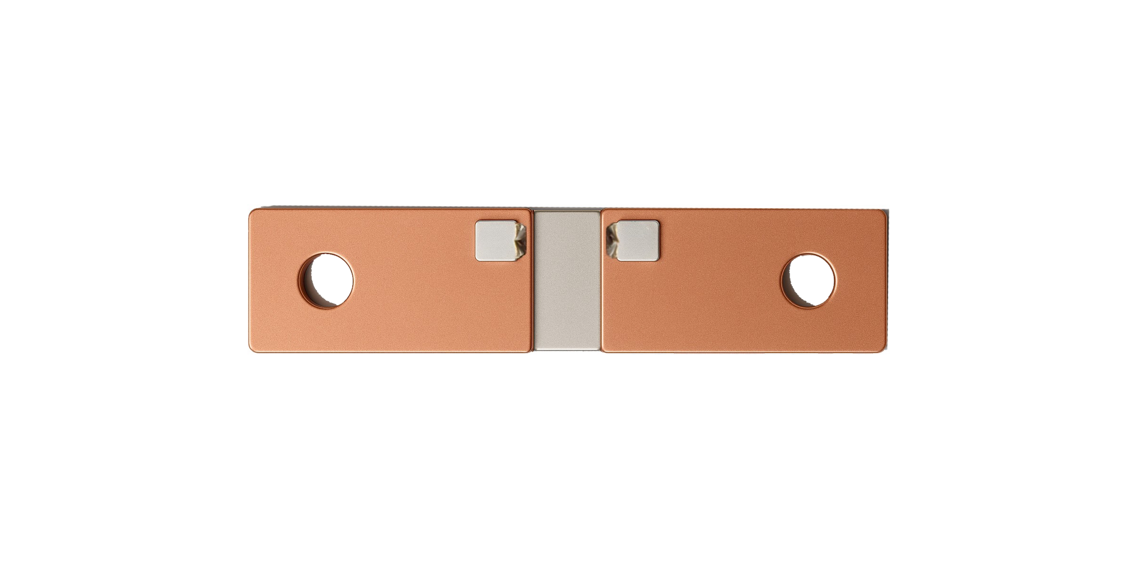 Copper bus bar electrical connector with dual mounting holes and silver center terminal