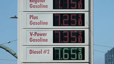 Prices displayed at a gas station in San Francisco, April 29, 2026.
