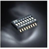 Black DIP switch module with 8 toggle switches and gold pin connectors on dark background