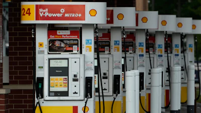 Pumps at a gas station in Buffalo Grove, Ill., June 25, 2026.