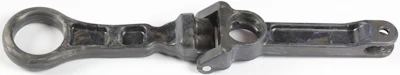 Cast metal connecting rod or linkage mechanism with circular ends and central pivot joint