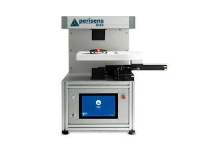 Perisens RMS automated laboratory testing machine with touchscreen control panel and mechanical sample handling system
