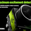 Zebra CV70 machine vision camera with neon green accents displayed against black background with marketing headline