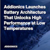 Addionics battery technology announcement with winter mountain road featuring truck and drone