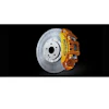 Gold brake caliper with perforated rotor disc automotive component