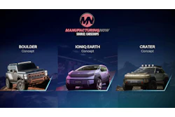 ManufacturingNow logo with three concept vehicles: Boulder, IONIQ Earth, and Crater