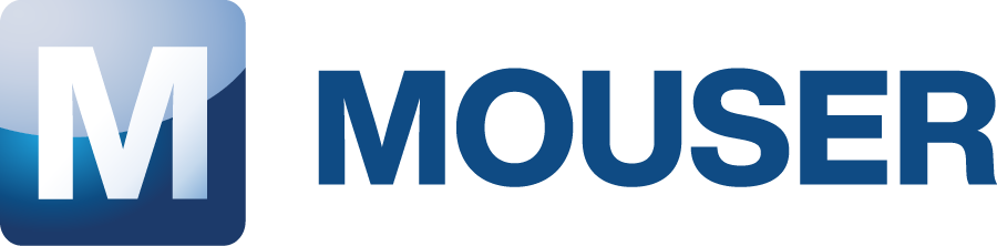Mouser Electronics logo featuring blue gradient icon and bold text wordmark
