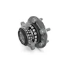 Wheel hub assembly with dual-row ball bearings and metal housing on white background