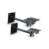 Two black automotive hitch receiver assemblies with mounting brackets and hardware components