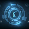 Industry 4.0 infographic featuring robotic arm icon surrounded by connected technology symbols on blue digital background
