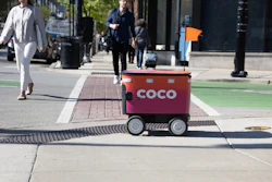 A Coco Delivery Robot in Chicago’s Lakeview neighborhood, April 22, 2026.