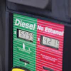 Gas station fuel pump display showing diesel and no ethanol options with price per gallon