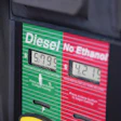Gas station fuel pump display showing diesel and no ethanol options with price per gallon