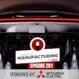 Today in Manufacturing Episode 291 sponsored by Mitsubishi Electric, featuring a high-performance vehicle with exhaust flames